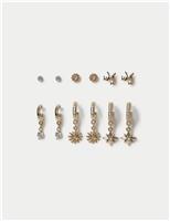 6 Pack Star and Pearl Effect Earrings