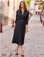 Striped Belted Midi Shirt Dress