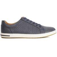 Dune London Wide Fit Faux Leather Lace Up Trainers Navy