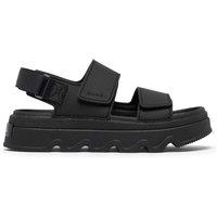 Sorel Kinetic Sunchase Leather Ankle Strap Sandals Black