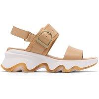 Sorel Kinetic Impact Leather Wedge Sandals Beige
