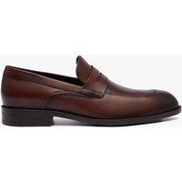 Boss Penny-trim loafers in leather Medium Brown