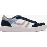 Boss Faux Leather Lace Up Trainers Blue Mix