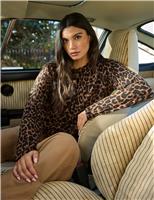 Cotton Rich Leopard Print Cardigan with Cashmere