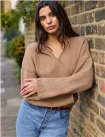 Wool Blend Wrap Cardigan with Cashmere