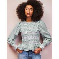 RO&ZO Pure Cotton Striped Round Neck Blouse Green Mix