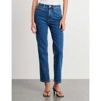 Jag High Waisted Straight Leg Cropped Jeans Blue Denim