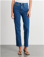 Jag High Waisted Straight Leg Cropped Jeans Blue Denim