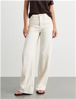 Mid Rise Straight Wide Leg Jeans