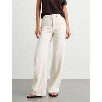 Jag Mid Rise Straight Wide Leg Jeans Cream