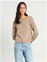 Pure Merino Wool Crew Neck Button Front Cardigan