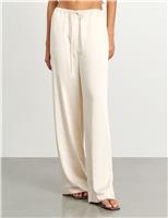 Jag Drawstring Wide Leg Trousers Cream