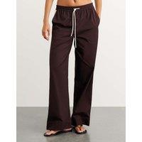 Jag Canvas Side Stripe Wide Leg Trousers Brown Mix