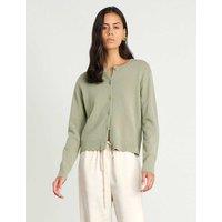 Jag Pure Merino Wool Crew Neck Button Front Cardigan Sage