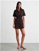 Canvas Belted Mini Shirt Dress
