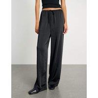 Jag Drawstring Wide Leg Trousers Black