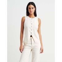 Jag Cotton Rich Denim Longline Vest Top Cream