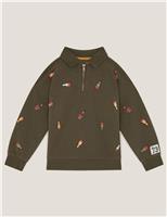 Pure Cotton Patterned Zip Sweatshirt (2-13 Yrs)