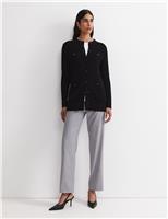 Wool Blend Cable Knit Longline Cardigan