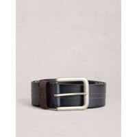 White Stuff Leather Double Stitch Detail Belt Navy