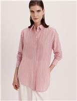 Silk Rich Striped Collared Shirt
