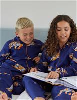Pure Cotton Tiger Print Revere Collar Pyjamas (2-13 Yrs)