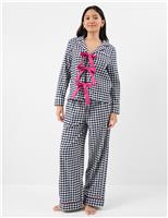 Pure Cotton Bow Gingham Pyjama Set