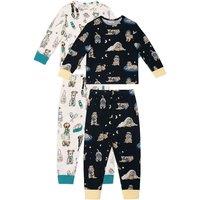 Chelsea Peers Kids Two Pack Dog Print Crew Neck Pyjama Set Blue