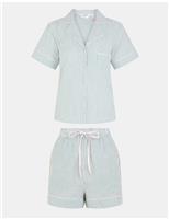 Pure Cotton Striped Revere Short Pyjama Set