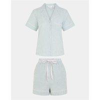 ACCESSORIZE Pure Cotton Striped Revere Short Pyjama Set Green