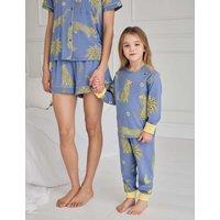 Chelsea Peers Cotton Rich Dog Print Pyjamas (1-12 Yrs) Blue Mix