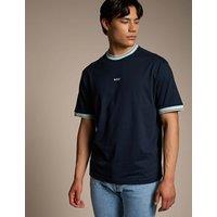 Boss Pure Cotton Contrast Crew Neck T-Shirt Navy