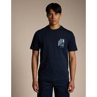 Boss Te Board Pure Cotton Graphic T-Shirt Navy