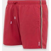 Boss Pocketed Signature Stripe Swim Shorts Red