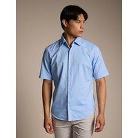 Boss Regular Fit Pure Cotton Short Sleeve Shirt Blue