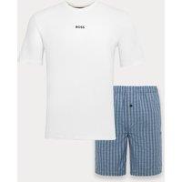 Boss Seersucker Logo Pyjama Set Light Blue