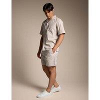 Boss Pure Cotton Textured Lightweight Shorts Beige