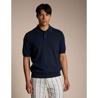 Boss Asac Regular Fit Knitted Polo Shirt Navy