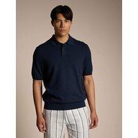 Boss Asac Regular Fit Knitted Polo Shirt Navy