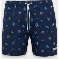 Boss Quick Dry Pocketed Striped Swim Shorts Navy