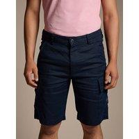 Boss Linen Rich Cargo Shorts Navy