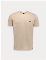 Boss Pure Cotton Logo Detail Crew Neck T-Shirt Beige