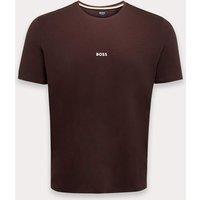 Boss Cotton Rich Signature Stripe Trim T-Shirt Brown