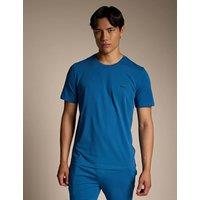 Boss Cotton Rich Crew Neck T-Shirt Blue
