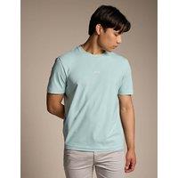 Boss TChup Contrast-Logo T-Shirt in Stretch Cotton Blue