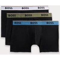 Boss 3 Pack Cotton Stretch Logo Waistband Trunks Black