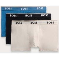 Boss 3 Pack Cotton Stretch Logo Waistband Trunks Blue Mix