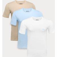 Boss 3 Pack Pure Cotton Logo Embroidery T-Shirts Blue Mix