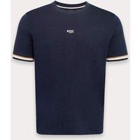 Boss Pure Cotton Signature Stripe Detail T-Shirt Navy