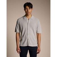 Boss Linen Cotton Blend Textured Polo Shirt Beige